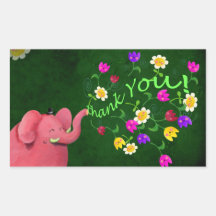 Obrigado bonito do elefante cor-de-rosa você adesivo retângular