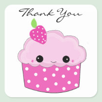 Obrigado cor-de-rosa do cupcake você autocolantes