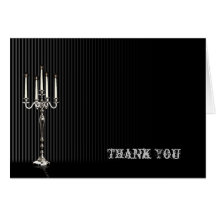 Obrigado de prata preto da listra dos candelabros  cartoes