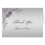 Obrigado floral de prata roxo ornamentado dos rede postais