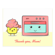 Obrigado mãe - cupcake bonito e forno cor-de-rosa cartões postais