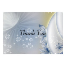 Obrigado o cartão azul branco das flores convites personalizados
