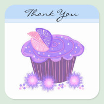 Obrigado roxo do cupcake você autocolantes