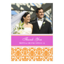 Obrigado Wedding você damasco alaranjado cor-de-ro Convites