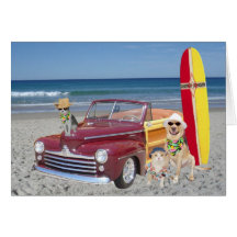 Oceano/praia/Woodie/surfar Cartoes