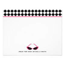 Óculos de sol cor-de-rosa retros pretos Notecards  Convite
