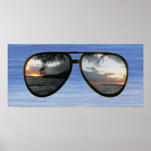 Óculos de sol do por do sol de Havaí Posters