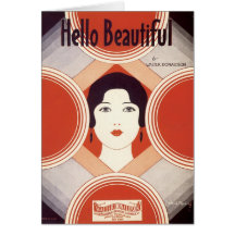 Olá! cobrir bonito do cancioneiro do vintage cartões