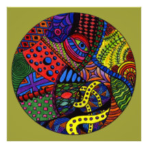Olho do caos - pintura colorida do doodle impressão de fotos