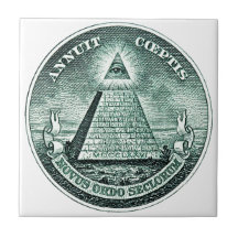 Olho na pirâmide de Illuminati do dólar Azulejo