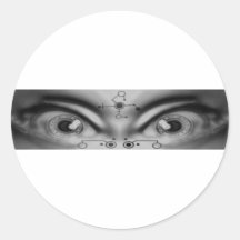 olhos nigh na parte 1 de B&W Adesivo Redondo