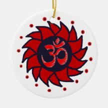 OM e Pinwheel vermelho - ornamento da ioga