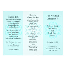 Onda azul do folheto do programa do casamento convite personalizado