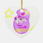 Ornamento afortunado bonito do felz pascoa do Pink