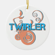 Ornamento azul e alaranjado da foto do Twirler