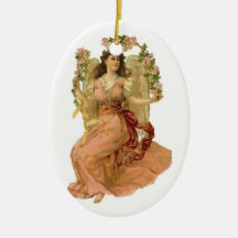 Ornamento do Oval do anjo do Victorian