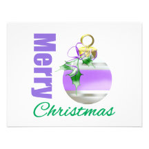 Ornamento lunático temático roxo do Feliz Natal Convite Personalizado