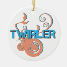 Ornamento unilateral do Twirler azul e alaranjado