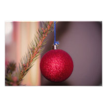 Ornamento vermelho da árvore de Natal Impressão De Fotos