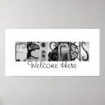 Os amigos dão boas-vindas aqui à fotografia 10x20  posters