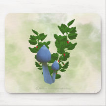 Os cogumelos azuis com vermelho florescem Mousepad