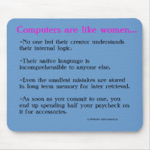 Os computadores são como mulheres…, mousepads
