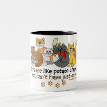 Os gatos são como microplaquetas de batata canecas