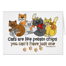 Os gatos são como microplaquetas de batata cartoes