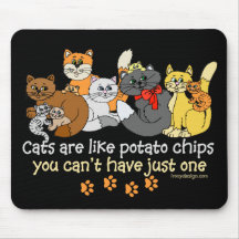 Os gatos são como microplaquetas de batata mouse pads