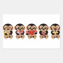 Os macacos que gostam dos frutos adesivo retangular