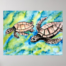 os pares do amor da tartaruga de poster da arte da