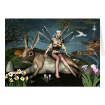 Ostara Fae e cartão de cumprimentos da lebre de ma