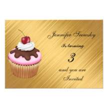 Ouro da festa de aniversario de meninas do ouro convite personalizados