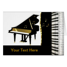 Ouro do convite do piano e teclado preto cartao
