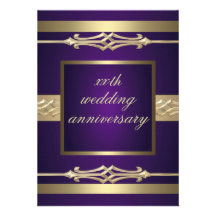Ouro elegante/convite roxo do aniversário de casam