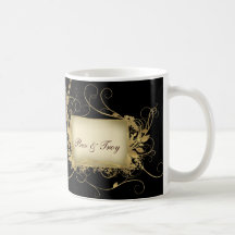 Ouro elegante e design preto do redemoinho - perso canecas