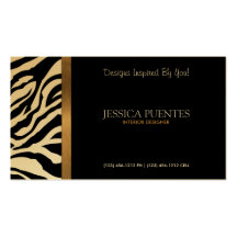 Ouro elegante e listras pretas da zebra cartões de visitas