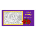 Ouro feito sob encomenda do roxo da foto do Natal  Cartões Com Foto Personalizados