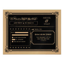 Ouro metálico & DIY preto que Wedding RSVP Convite Personalizados