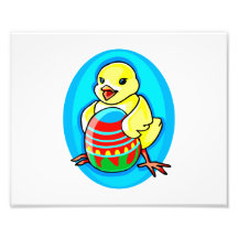 oval azul do ovo grande amarelo feliz do pintinho impressão fotográfica