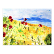 Paisagem com papoila cartão postal