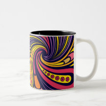 Paisley roxo e amarelo caneca
