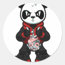 Panda vermelha adesivos em formato redondos