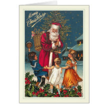 Papai noel do vintage cartoes