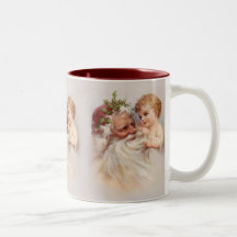 Papai noel e querubim do Velho Mundo Caneca