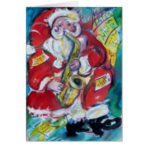 PAPAI NOEL & SAXOFONE, FESTA DE NATAL CARTÕES