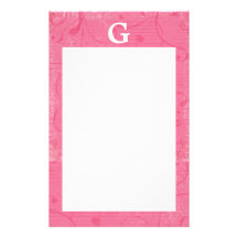 Papel de carta cor-de-rosa do monograma papelaria personalizada