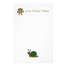 Papel de carta do macaco e do caracol papelaria personalizada