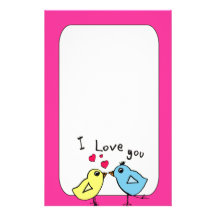 Papel de carta do pássaro do amor papel personalizados