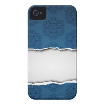 Papel e padrões rasgados azuis iPhone 4 capas